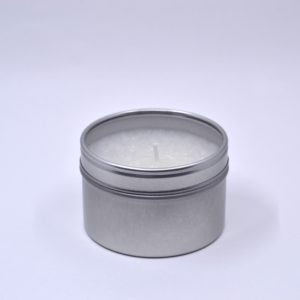 6 oz Silver tin with clear lid