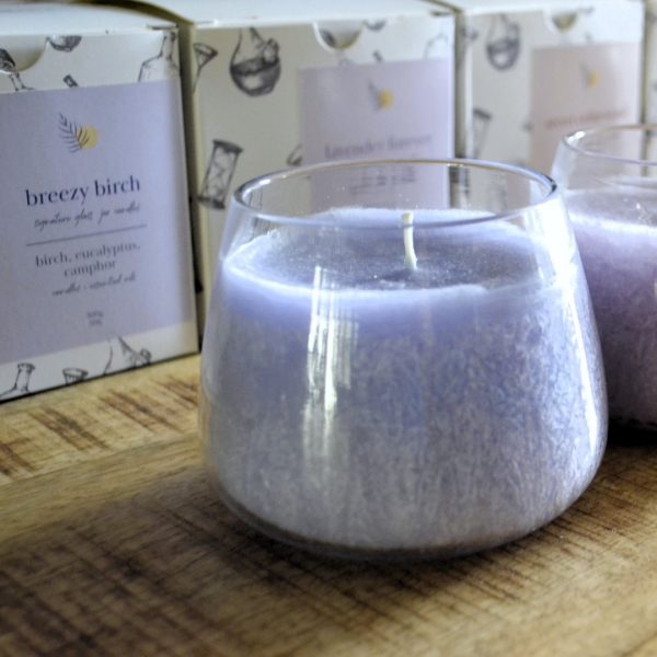 Breezy Birch glass jar candle new