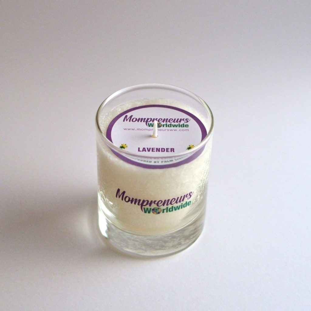 Clear Tumbler candle with printed logo and dust cover