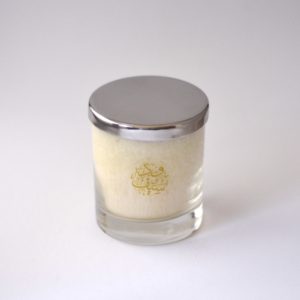 Clear Tumbler candle with silver lid large