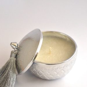 Embossed Silver Arabic theme candles with box