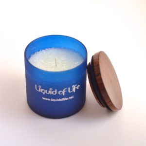Frosted Blue Candle jar with wooden lid