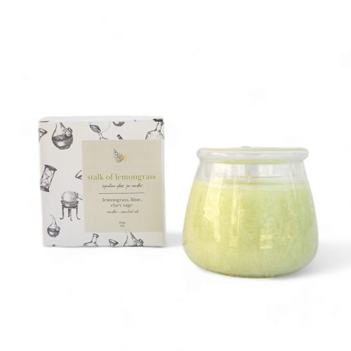 Stalk Of lemongrass glass jar candle with box
