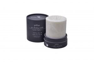 Hand-poured Pint of Mint pillar candle made with palm wax and natural essential oils with its box.