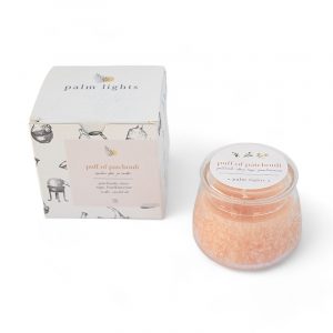 Puff of Patchouli glass jar candle with rich earthy fragrance