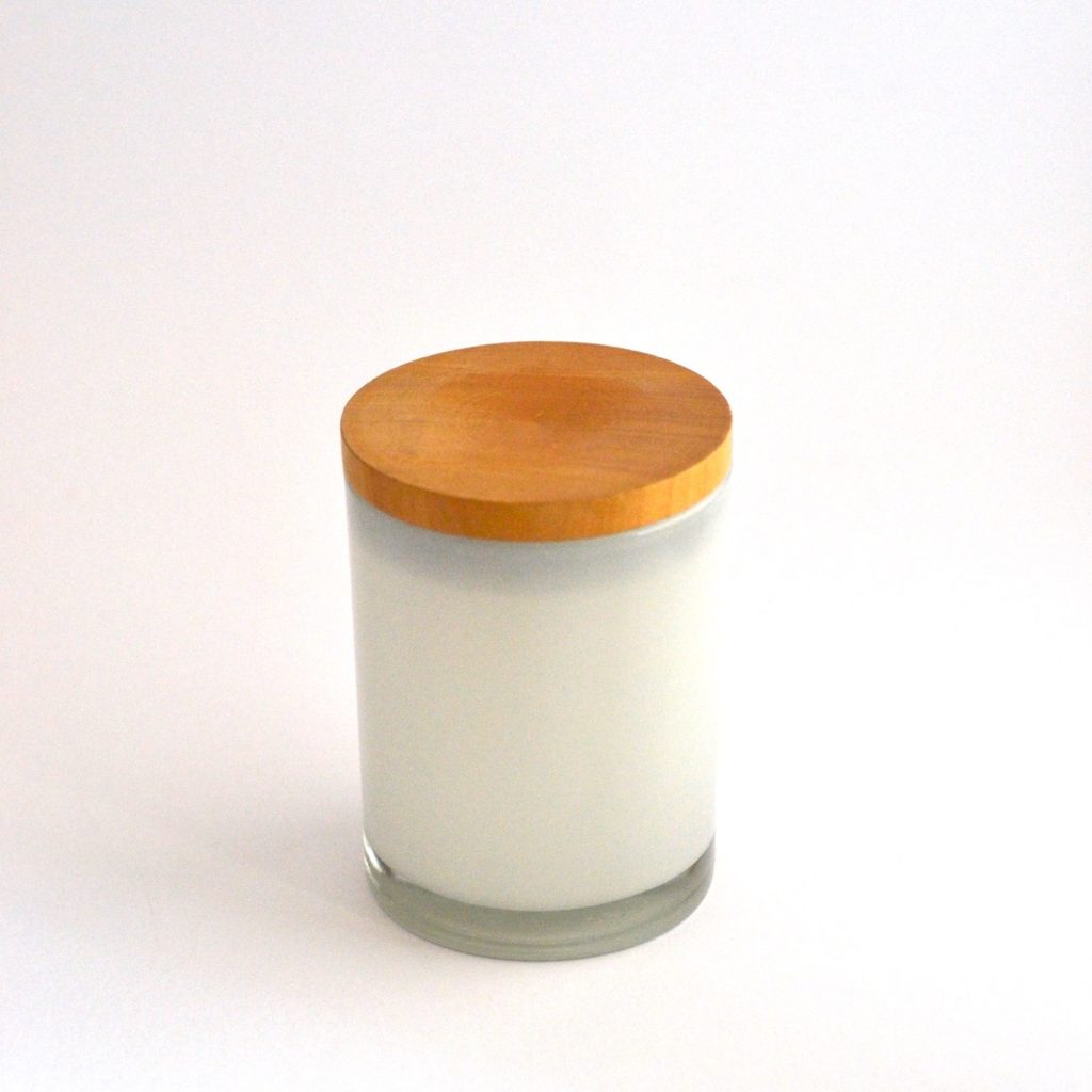 White glossy with natural wooden lid