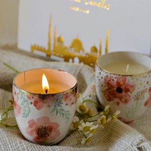 Floral Ceramic Stoneware Candle Set