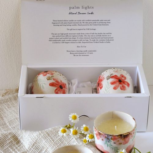 Mosque Box Open with stoneware candles