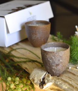 Stoneware candle faceted