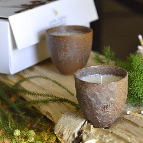 Stoneware candle faceted