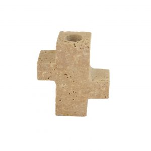 Travertine taper candle holder