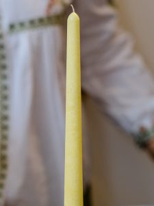 Lemon yellow taper candle