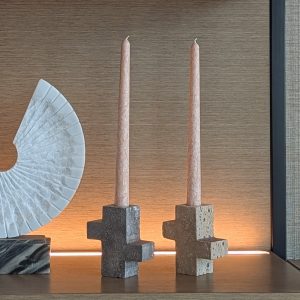 Brown taper candles in Secret Cedarwood fragrance