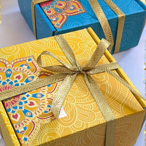 Rangoli box in blue or yellow