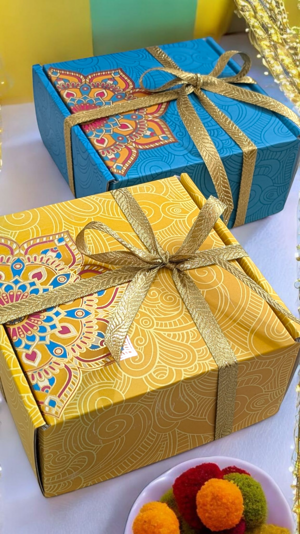 Rangoli box in blue or yellow