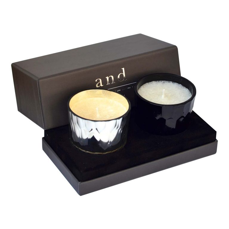 Mini Twin Candle Set featuring two elegant scented candles in a premium gift set