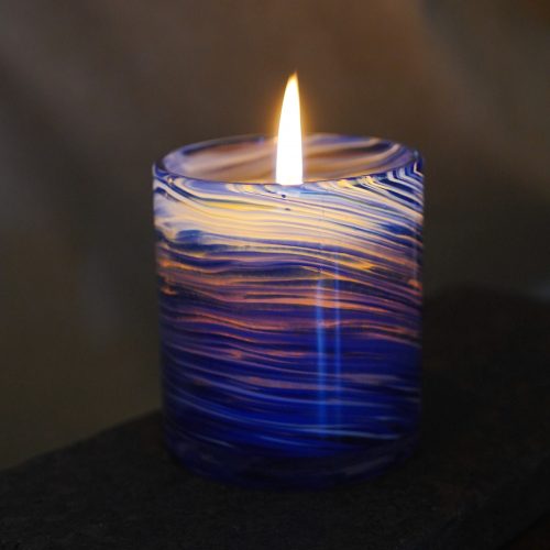 Pitta-Kapha dosha candle in amber glass jar, Palm Lights Ayurveda collection