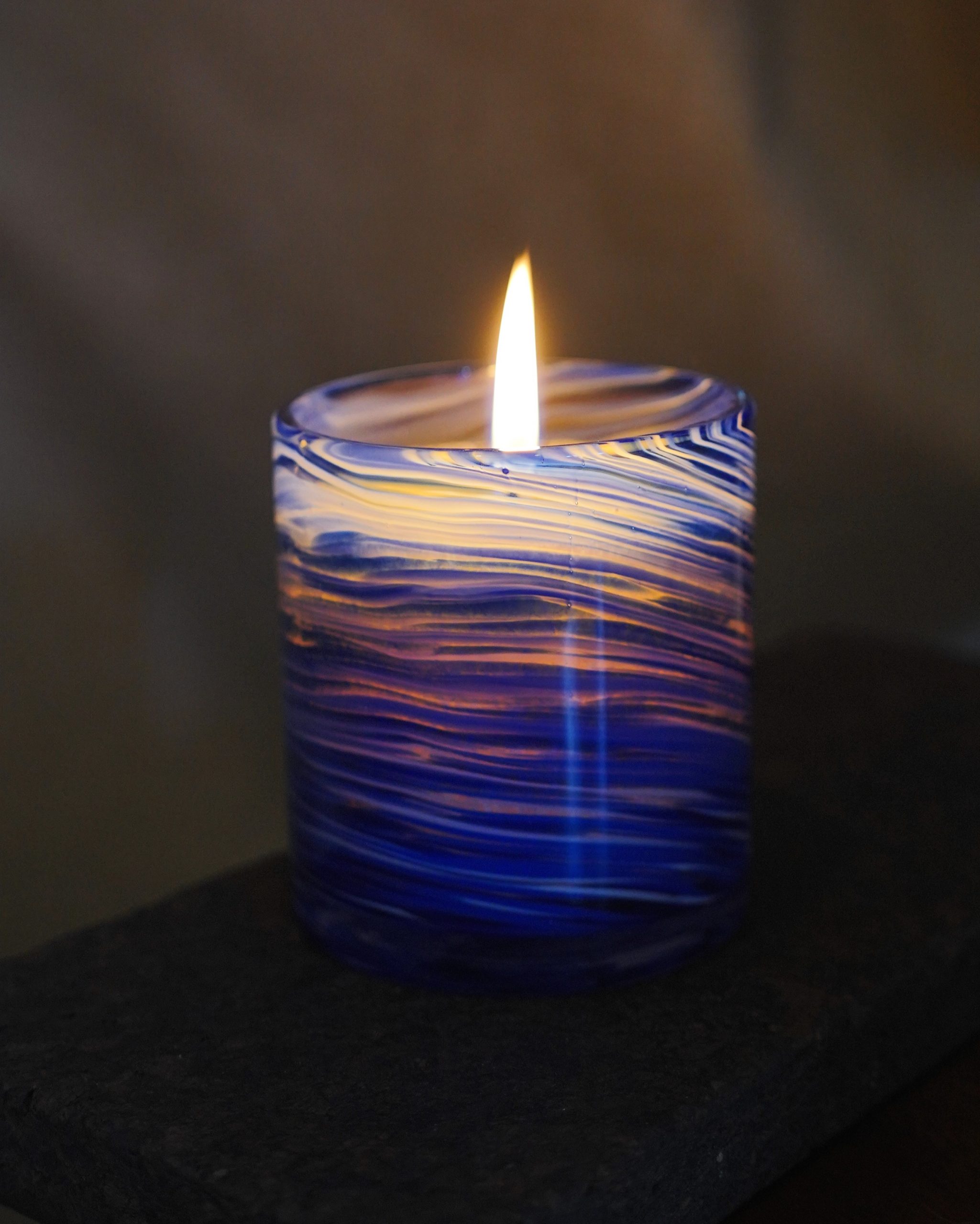 Pitta-Kapha dosha candle in amber glass jar, Palm Lights Ayurveda collection